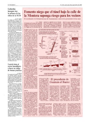 FOMENTO NIEGA QUE EL TUNEL BAJO LA CALLE DE LA MONTERA SUPONGA RIESGO PARA LOS VECINOS (artculo en formato PDF)