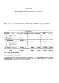 ANEXO XVI. DESCRIPCION DE LAS OBRAS CORRESPONDIENTES A LA FASE II.